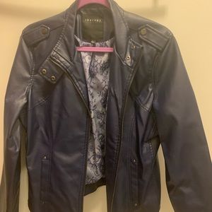 Navy pleather biker jacket